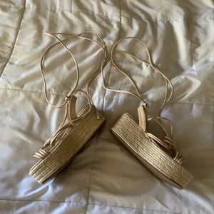 ASOS beige platform lace up sandals